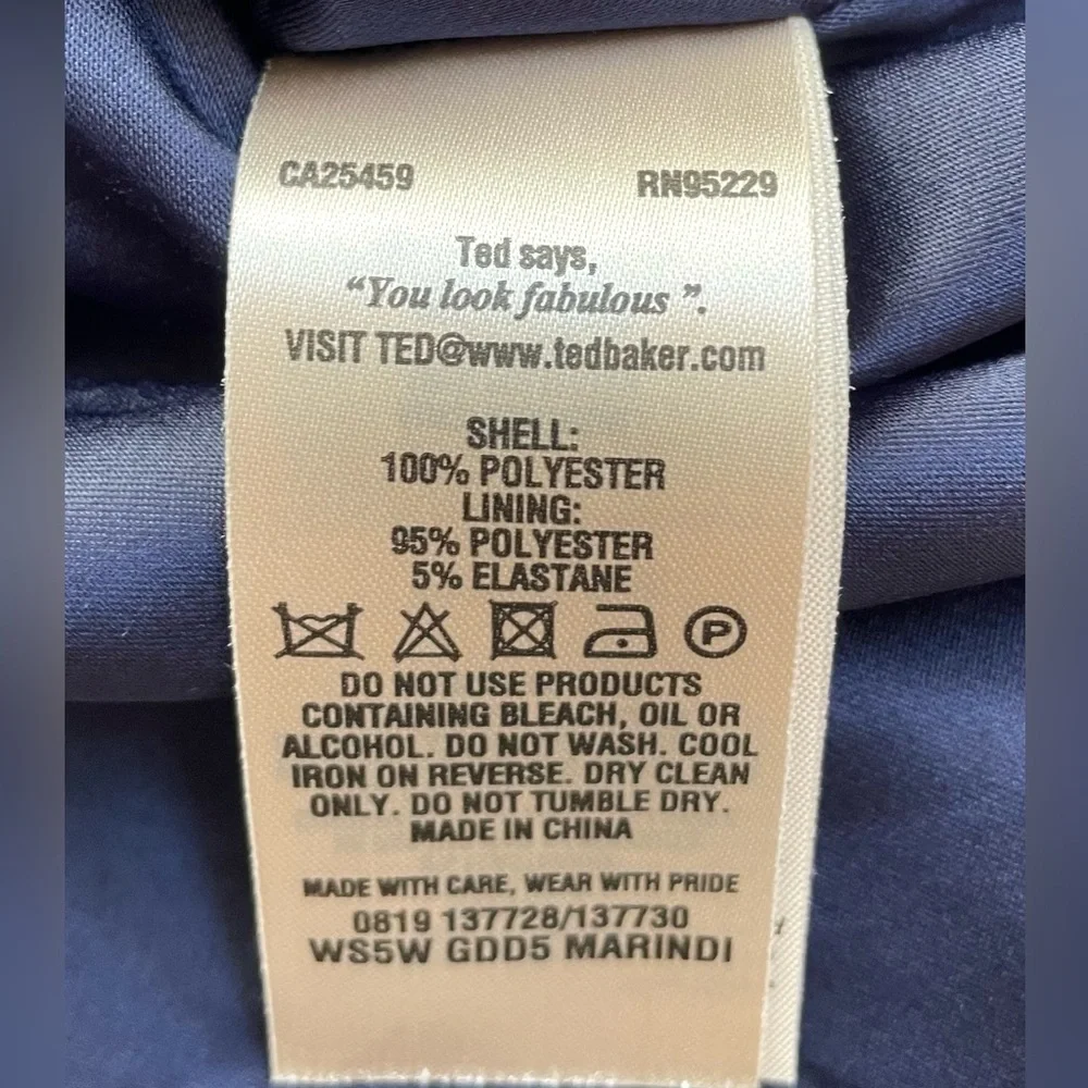 Ted Baker London Marindi Swing Dress Pure Peony Navy Blue Pink Floral size 6 - Picture 8 of 12